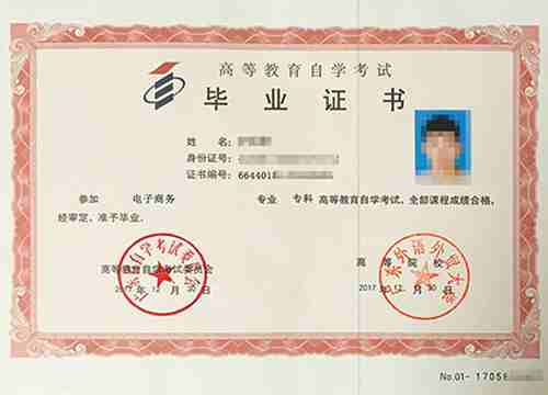 广外业余制自考专科毕业证书